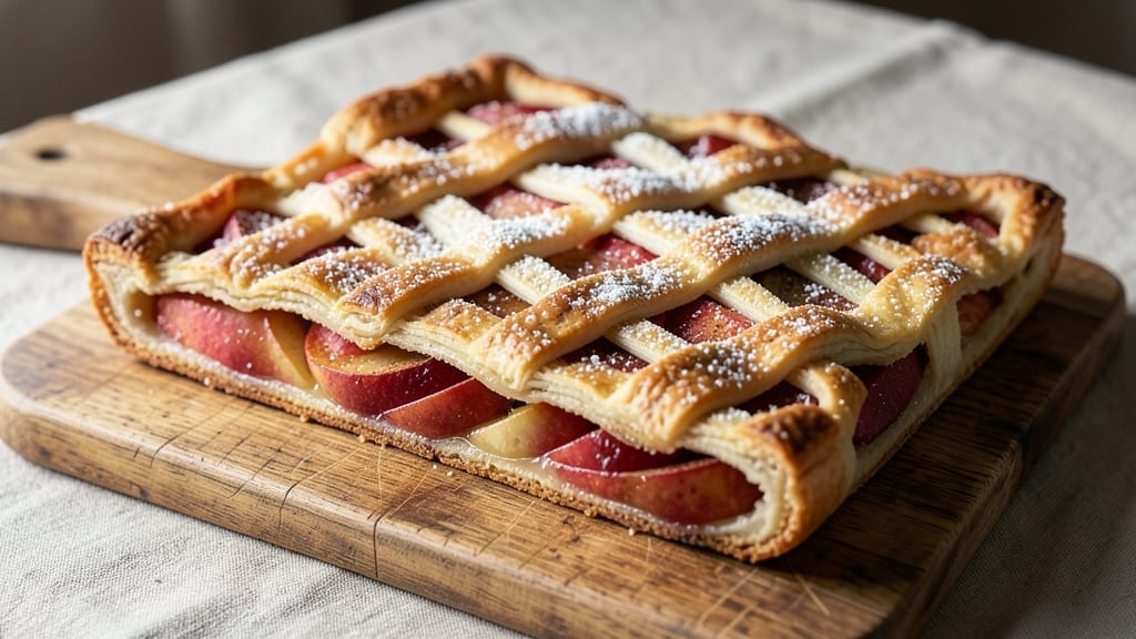 Rectangle Apple Pie Recipe: Crustless Caramelized Corners and Spiced Apple Layers