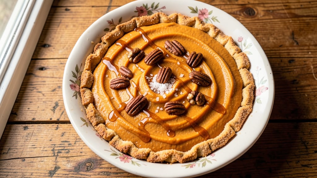 Raw Sweet Potato Pie Recipe: Warm Spiced Filling with Foil-Sealed Crust Edge