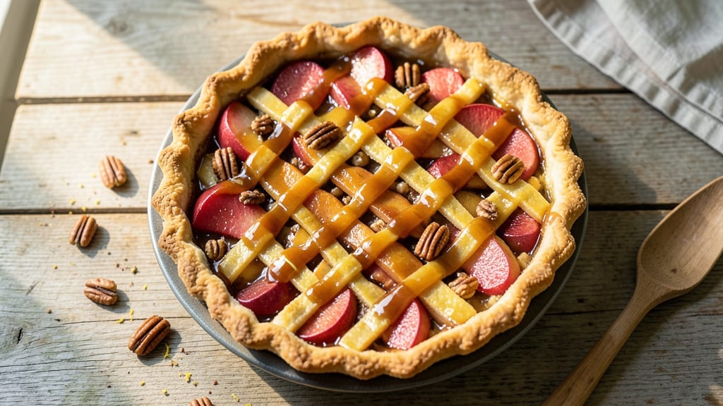 Apple Caramel Nut Pie Recipe: Crunchy Top, Gooey Hearts, Foil-Sealed Crust