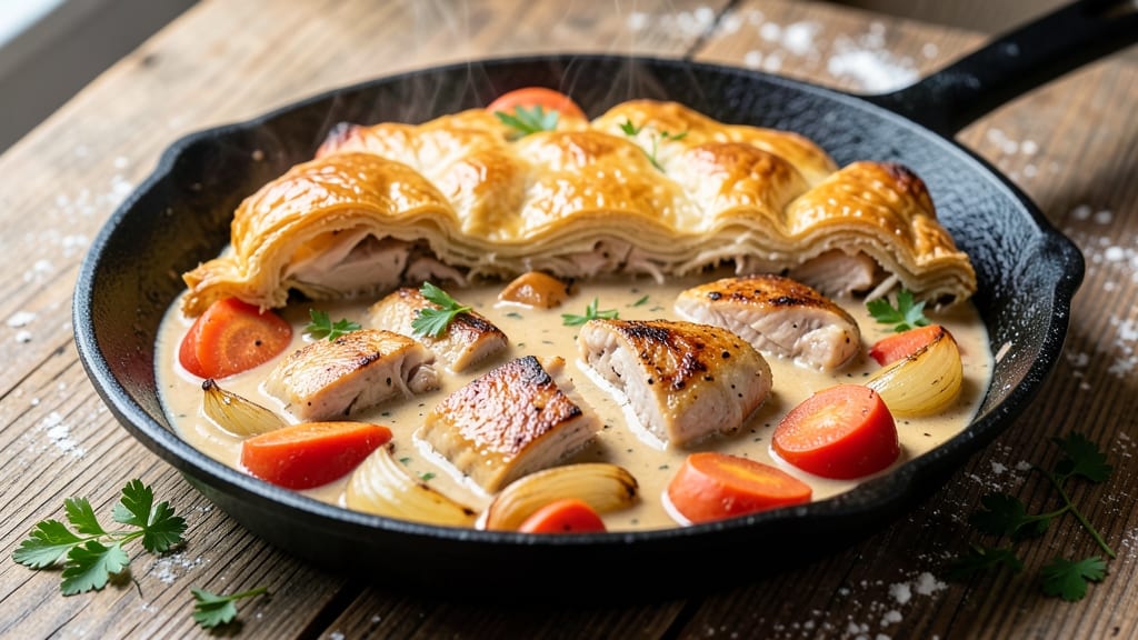 Skillet Turkey Pot Pie Recipe: One-Pan Creamy Gravy and Flaky Crust Fusion