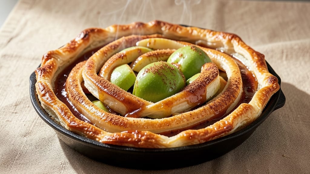 Spiral Apple Pie Recipe: Perfectly Golden Crust With Apple Slices on Display