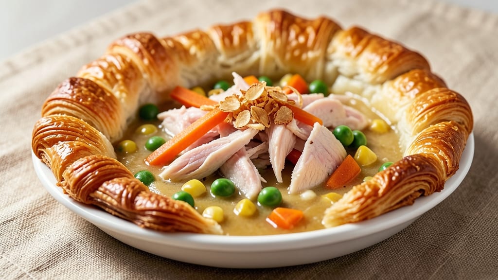 Chicken Pot Pie With Croissant Crust Recipe: Flaky French Pastry Meets Savory Gravy