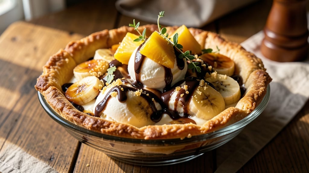 Recipe for Banana Split Pie with Pineapple: Tropical Layers of Creamy Vanilla and Tangy Fruit