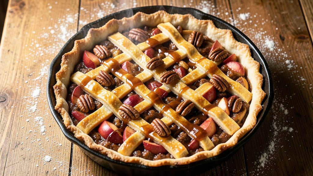 Apple Pecan Praline Pie Recipe: Caramelized Nuts and Spiced Apple Layers