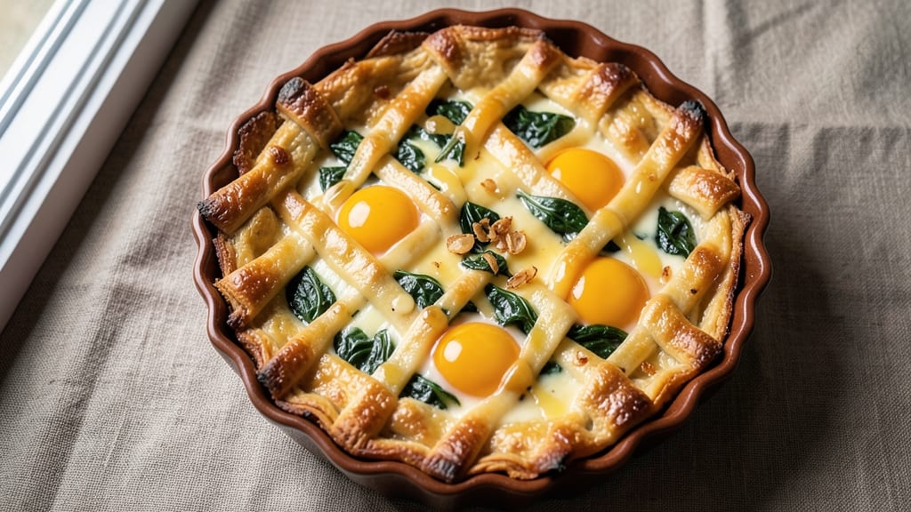Savory Egg Pie Recipe: Flaky Crust With Rich Spinach and Cheese Filling