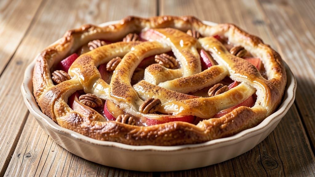 Apple Cinnamon Kringle Pie Recipe: Flaky Lattice Crust Over Warm Spiced Filling